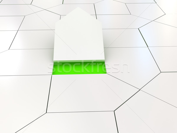 Casă albă puzzle verde 3D prestate imagine Imagine de stoc © blotty