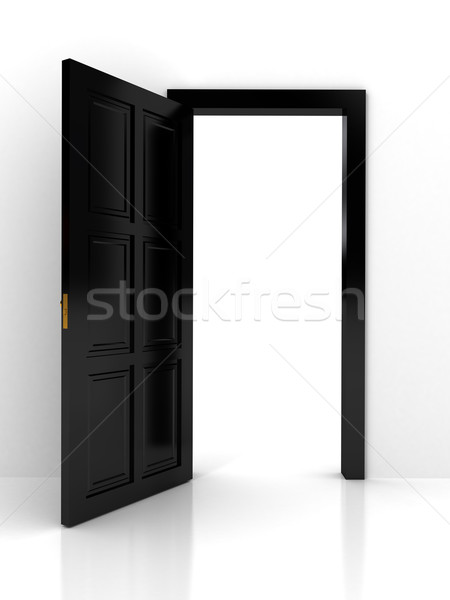 Black door over white background Stock photo © blotty