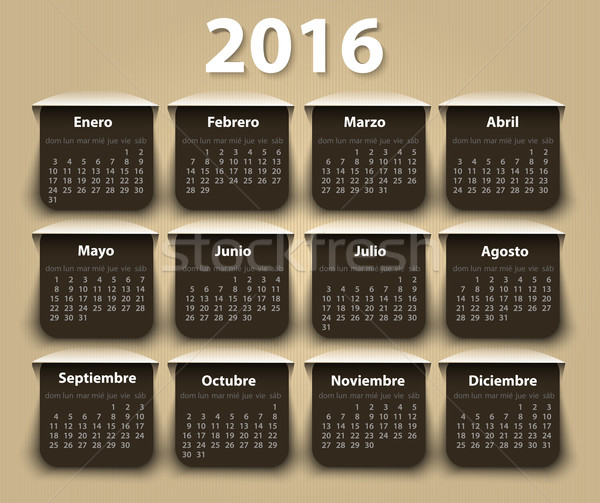 Calendar 2016 year vector design template in Spanish. Stock photo © blotty