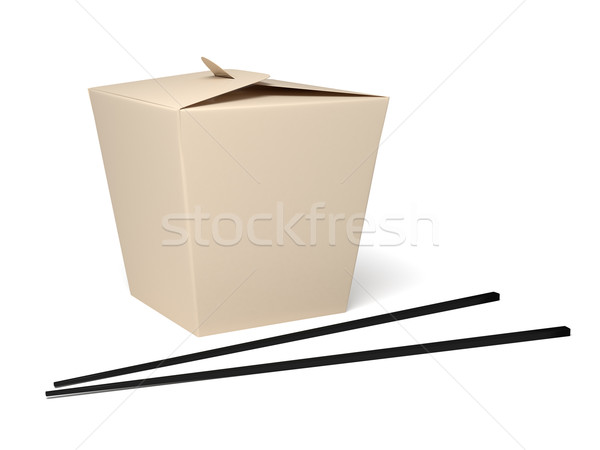 [[stock_photo]]: Alimentaires · chinois · boîte · blanche · 3D · rendu · papier