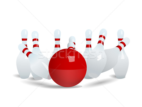 Bowling ball crashing into the pins Stock photo © blotty