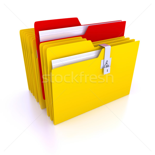 Dossiers blanche rendu 3d affaires ordinateur papier Photo stock © blotty