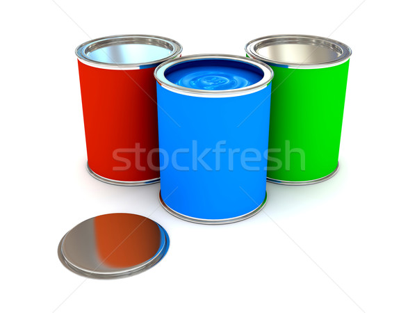 RGB color paint can over white Stock photo © blotty