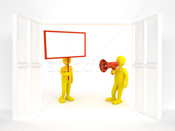 3d person with blank poster Stock photo © blotty