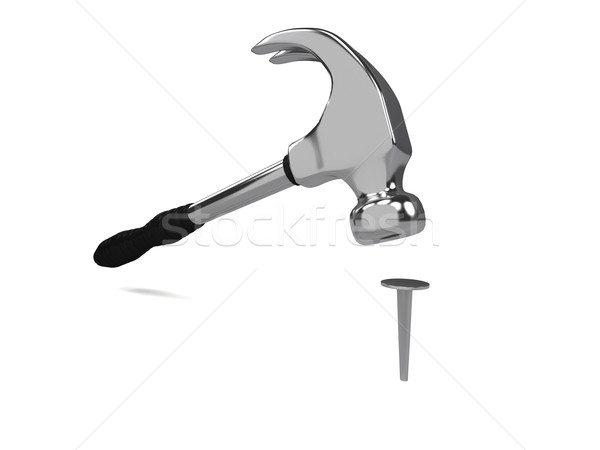 Iron hammer over white background Stock photo © blotty
