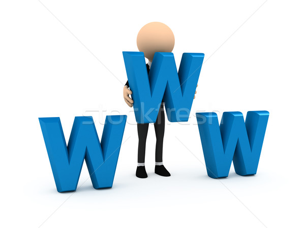 3D бизнесмен синий WWW письма компьютер Сток-фото © blotty