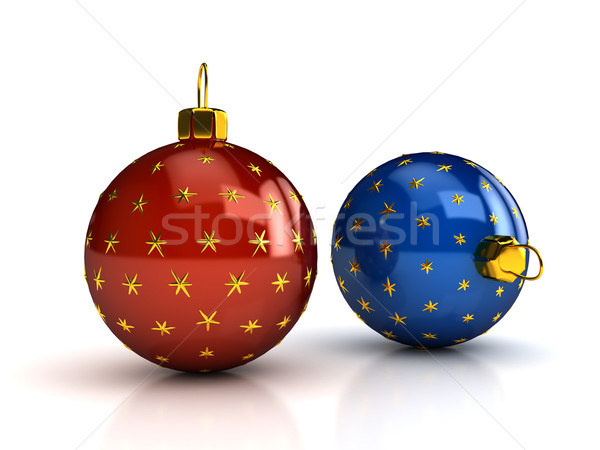 Stock photo: Christmas balls over white
