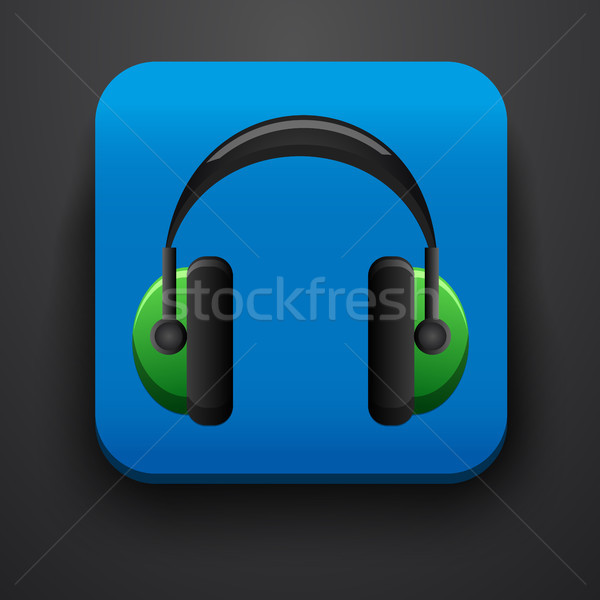 Zdjęcia stock: Słuchawek · symbol · ikona · niebieski · komputera · biuro