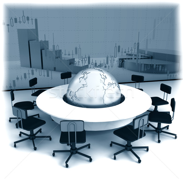 Business financiële conferentie 3d render kantoor tabel Stockfoto © blotty