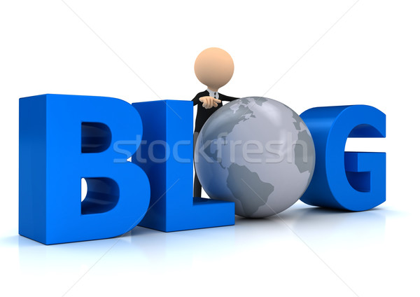 Word Blog with globe over white Stock photo © blotty
