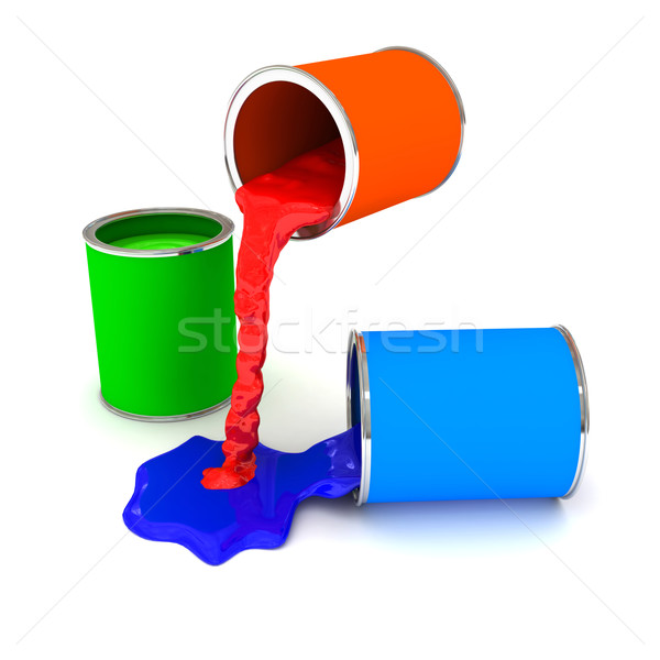 RGB color paint can over white Stock photo © blotty