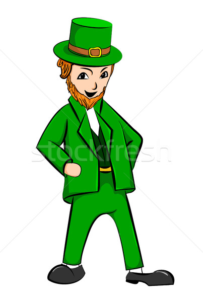 Kobold St Patricks Day Zeichentrickfigur Vektor Mann Hintergrund Stock foto © blotty