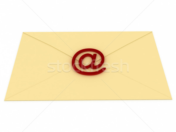 Сток-фото: конверт · электронная · почта · знак · белый · 3d · визуализации · бумаги