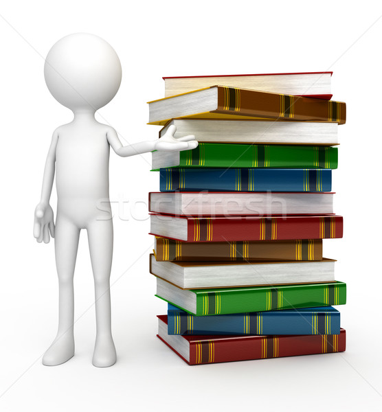 White 3d person with  books Stock photo © blotty