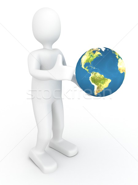 3d person with globe Stock photo © blotty