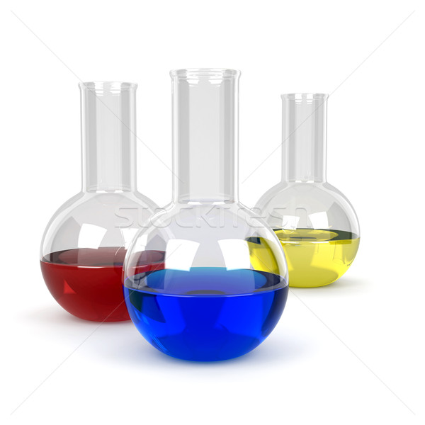 Test-tube with blue liquid isolated on white Stock photo © blotty