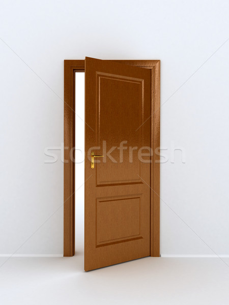 wooden door over white background Stock photo © blotty