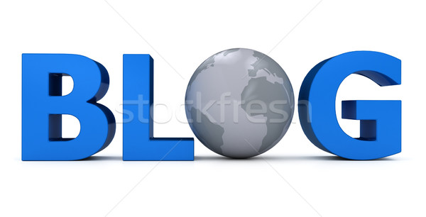 Word Blog with globe over white Stock photo © blotty