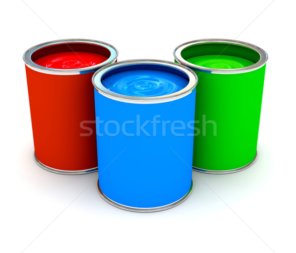 RGB color paint can over white Stock photo © blotty