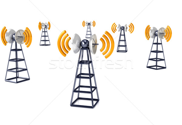 Stockfoto: Mobiele · witte · communicatie · televisie · bouw · technologie