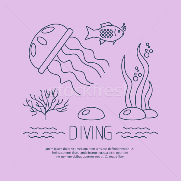 Búvárkodik ikon meduza hínár vektor tengerpart Stock fotó © blotty