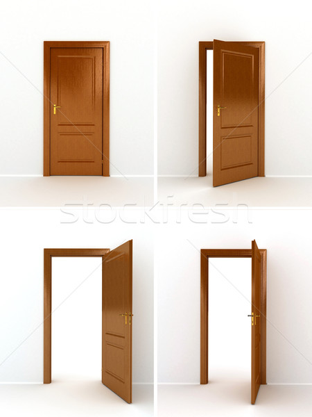 wooden door over white background Stock photo © blotty
