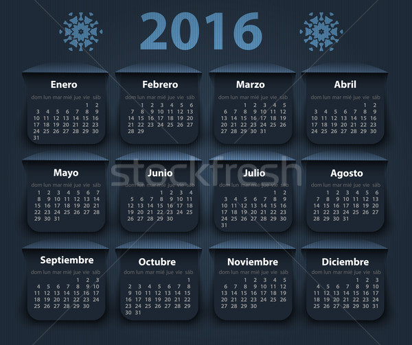 Stock photo: Calendar 2016 year vector design template in Spanish.