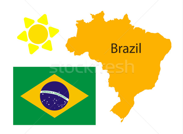 Brazil map and flag over white Stock photo © blotty