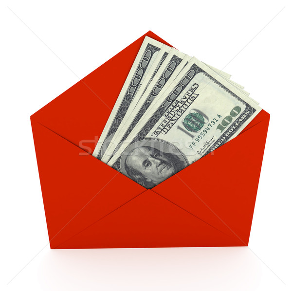 Stock photo: Dollars sign in envelope over white background