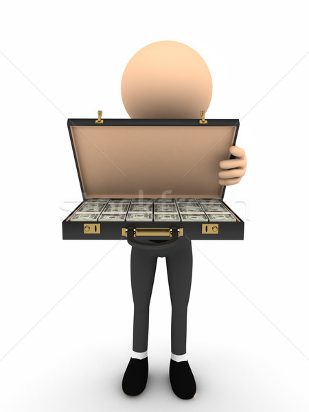 3d person open case with money Stock photo © blotty