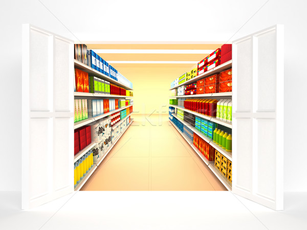 супермаркета 3D оказанный изображение магазине клиентов Сток-фото © blotty