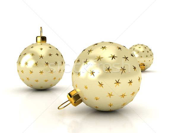 Stock fotó: Karácsony · golyók · fehér · 3D · renderelt · kép