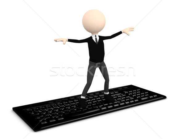 3d kişi sörf bilgisayar klavye iş Internet öğrenci Stok fotoğraf © blotty