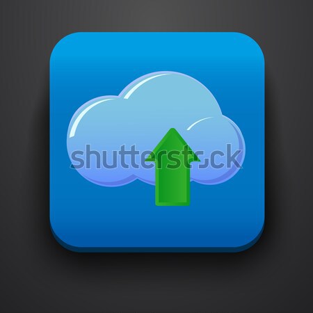 Upload symbol icon on blue Stock photo © blotty