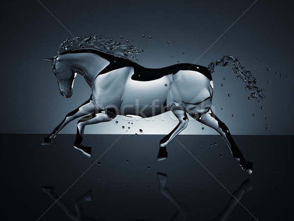 water running horse over white Stock photo © blotty