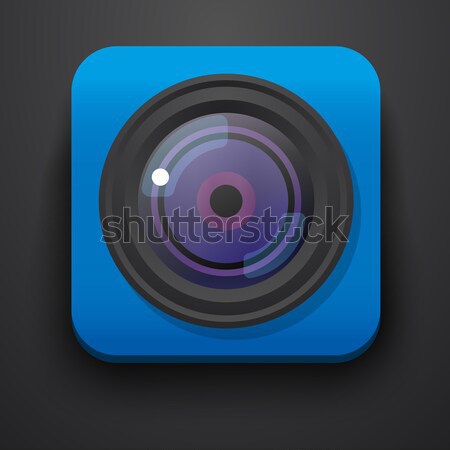 Photo camera symbol icon on blue Stock photo © blotty