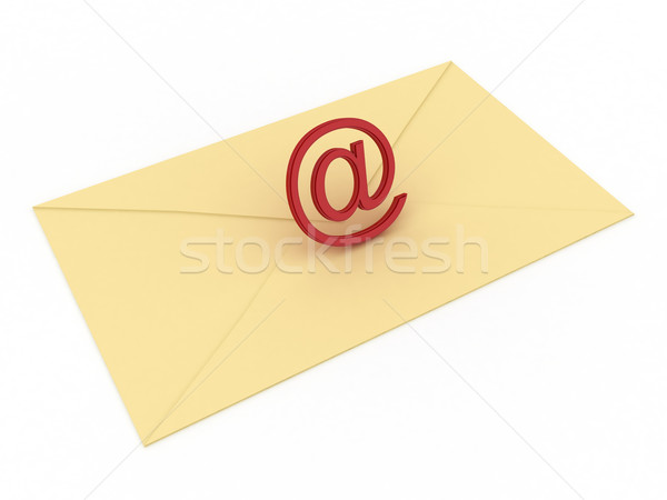 Foto stock: Envelope · e-mail · assinar · branco · 3d · render · papel