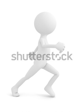 Stock photo: Runing man over white. 3d render