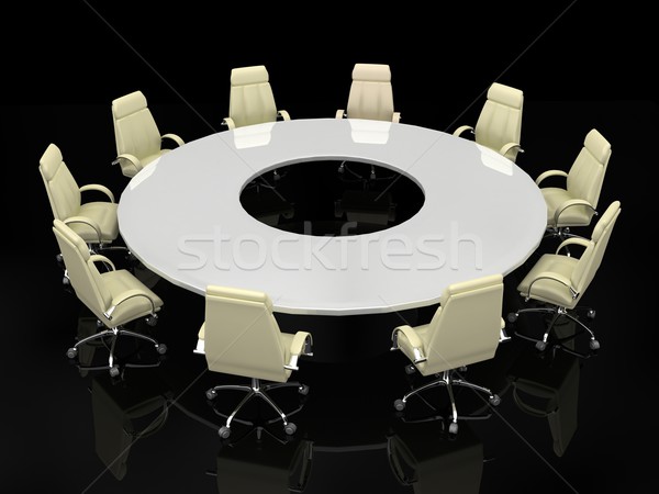Afaceri financiar conferinţă 3d face birou tabel Imagine de stoc © blotty