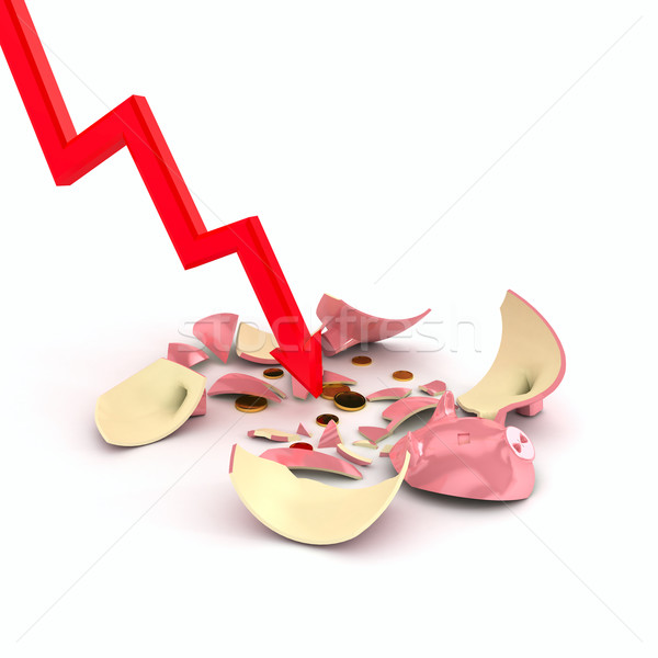 Stock photo: Crushed piggy bank over white