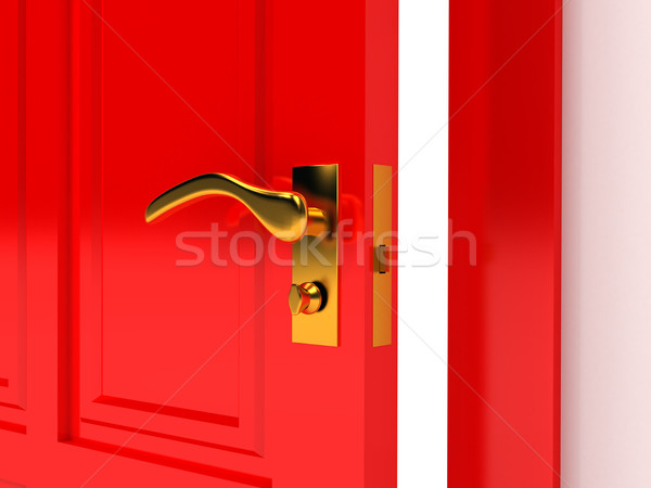 Red door over white background Stock photo © blotty