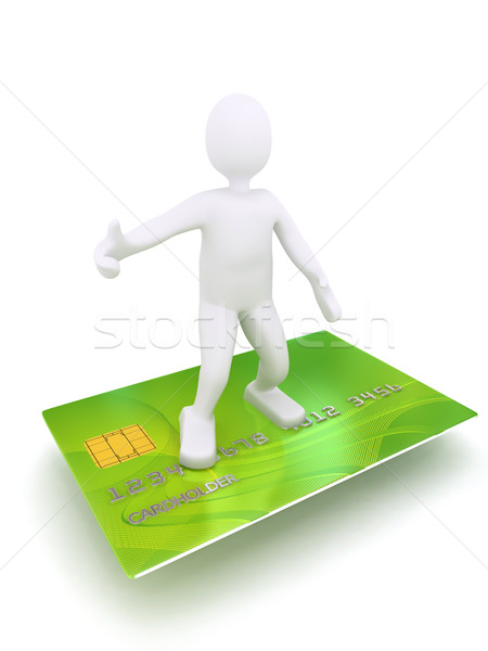 3d személy hitelkártya renderelt kép arany fehér Stock fotó © blotty