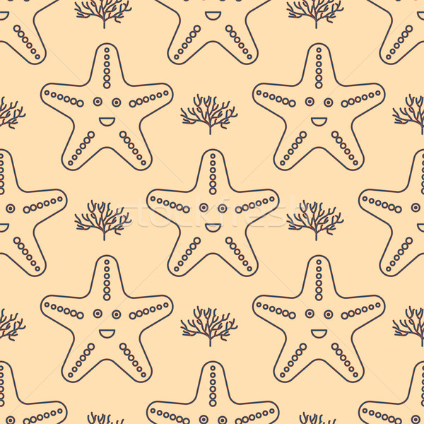 Seamless pattern with starfish and coral Stock photo © blotty