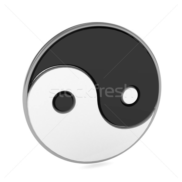 Yin yang symbol biały 3d budowy czarny Zdjęcia stock © blotty