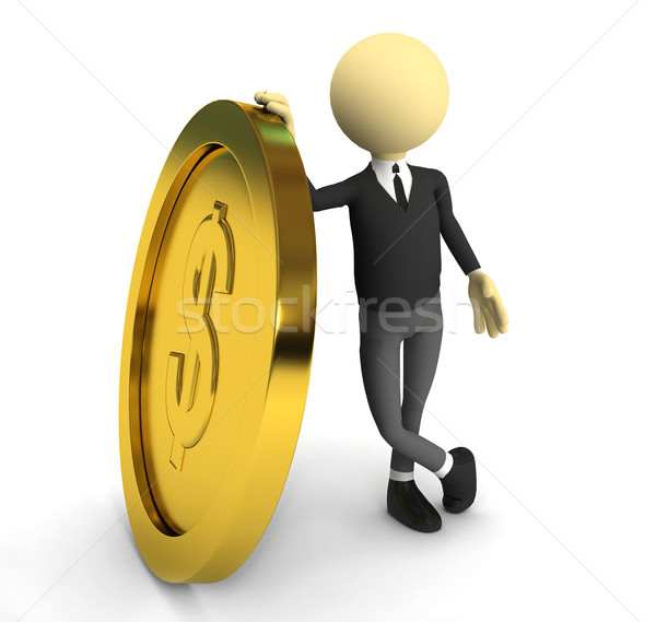 3d person with gold coin Stock photo © blotty