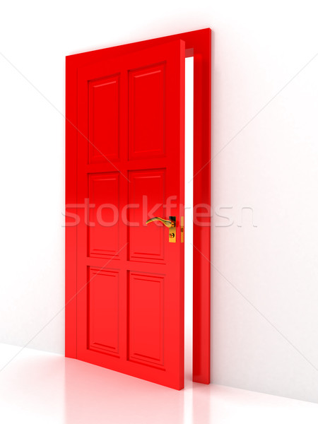 Red door over white background Stock photo © blotty