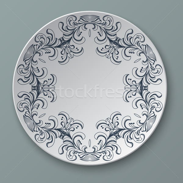 Illustration floral ornement plaque isolé vecteur [[stock_photo]] © blotty