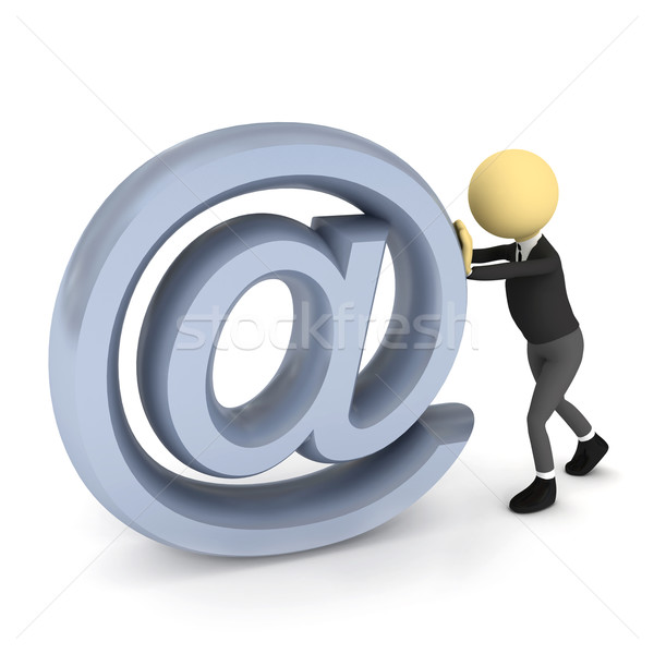 3d person with e-mail sign over white. 3d render Stock photo © blotty