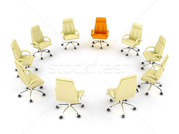 Negócio financeiro conferência 3d render trabalhando cadeira Foto stock © blotty
