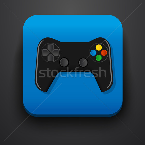 Zwarte gamepad symbool icon Blauw vector Stockfoto © blotty